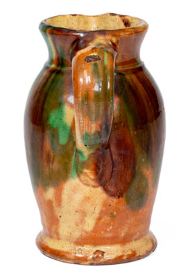 Multi-Glazed Redware Cream Pitcher, S. Bell & Sons or J. Eberly & Co., Strasburg, VA