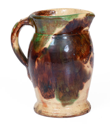 Shenandoah Pottery Multi-Glazed Redware Cream Pitcher, J. Eberly & Co. or S. Bell & Sons