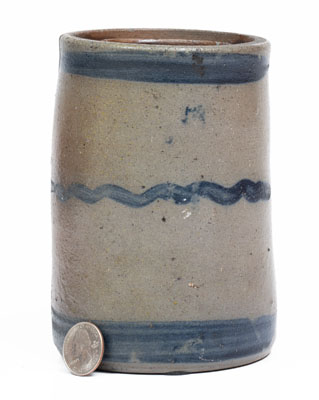 Western Pennsylvania Stoneware Canning Jar w/ Cobalt Stripe Decoration