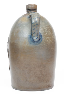 Rare J.M. HARDEN / Palatine. WVa. Cobalt-Decorated Stoneware Jug w/ Stenciled Grapes Motif