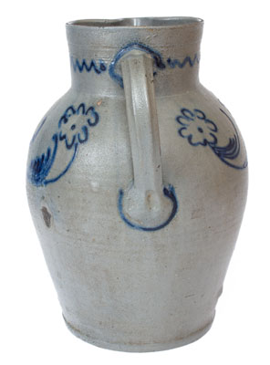 Fine Two-Gallon Baltimore Stoneware Pitcher w/ Slip-Trailed Floral Decoration, c1820