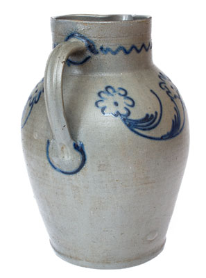 Fine Two-Gallon Baltimore Stoneware Pitcher w/ Slip-Trailed Floral Decoration, c1820