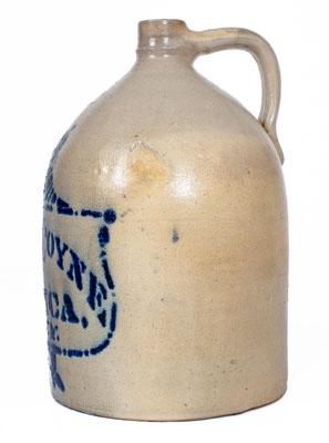 Rare N. A. WHITE & SON / UTICA, NY Stoneware Jug w/ Stenciled Jockey and Advertising