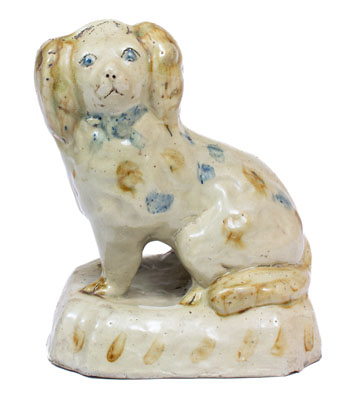 Stoneware Spaniel Doorstop w/ Two-Color Slip, attrib. Donaghho Pottery, Parkersburg, WV