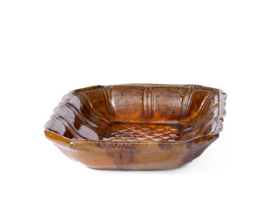 Rare Molded Redware Tray or Soap Dish, attrib. Jacob Heart, Chambersburg, PA, circa 1840