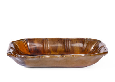 Rare Molded Redware Tray or Soap Dish, attrib. Jacob Heart, Chambersburg, PA, circa 1840