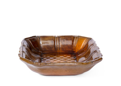 Rare Molded Redware Tray or Soap Dish, attrib. Jacob Heart, Chambersburg, PA, circa 1840