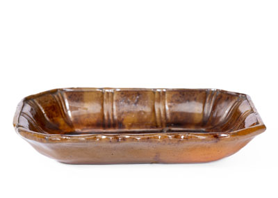 Rare Molded Redware Tray or Soap Dish, attrib. Jacob Heart, Chambersburg, PA, circa 1840