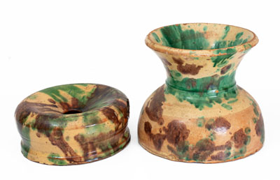 Two Pieces of Multi-Glazed Redware, attrib. J. Eberly & Co., Strasburg, VA, c1890