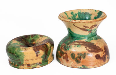 Two Pieces of Multi-Glazed Redware, attrib. J. Eberly & Co., Strasburg, VA, c1890