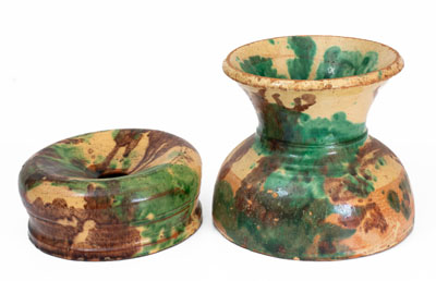 Two Pieces of Multi-Glazed Redware, attrib. J. Eberly & Co., Strasburg, VA, c1890