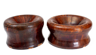 Two Glazed Redware Spittoons, Stamped JOHN W. BELL / Waynesboro, Pa., c1880