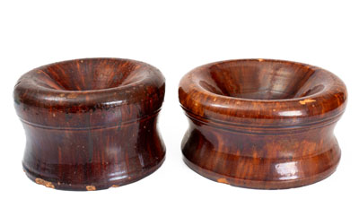 Two Glazed Redware Spittoons, Stamped JOHN W. BELL / Waynesboro, Pa., c1880