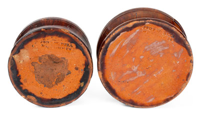 Two Glazed Redware Spittoons, Stamped JOHN W. BELL / Waynesboro, Pa., c1880