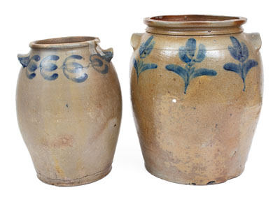 Two Cobalt-Decorated Alexandria, Virginia Stoneware Jars