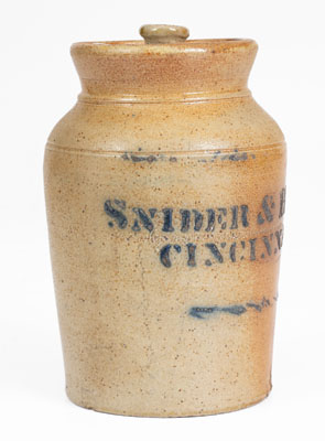 Unusual SNIDER & HOOLE / CINCINNATI, Ohio Stoneware Jar