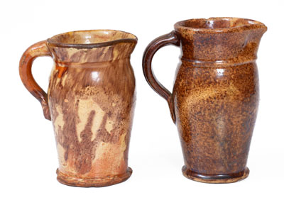 Two Shenandoah Valley Redware Cream Pitchers, Bell or Eberly, Strasburg