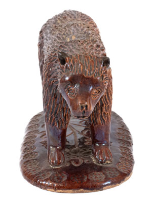 Rare Albany-Glazed Stoneware Figure of a Bear, Pennsylvania or Ohio