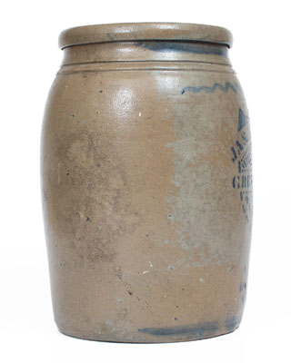 JAS. HAMILTON & CO. / GREENSBORO, PA Stoneware Jar w/ Stenciled Shield Motif