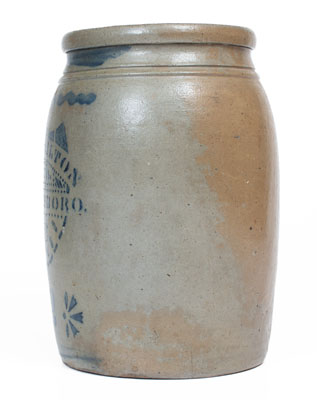 JAS. HAMILTON & CO. / GREENSBORO, PA Stoneware Jar w/ Stenciled Shield Motif