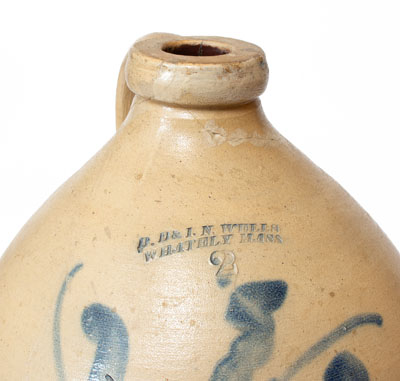 Scarce D.D. & I.N. WELLS / WHATELY, MASS Stoneware Jug, circa 1849-57