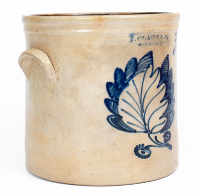 Three-Gallon N. CLARK & Co / ROCHESTER, N.Y Stoneware Crock w/ Foliate Decoration