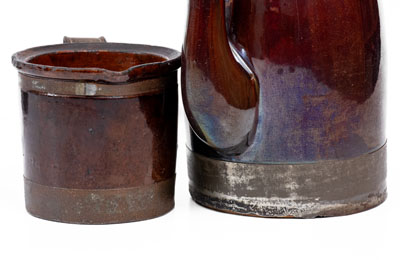 Four Ceramic Vessels with Tinwork, Most Stamped by F. SCHIFFERLE, ST. LOUIS, MO