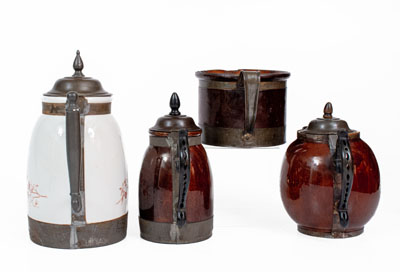 Four Ceramic Vessels, Most Stamped by F. SCHIFFERLE, ST. LOUIS, MO, c1876