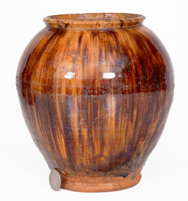 Glazed Bristol County, Massachusetts Redware Jar, late 18th or early 19th century