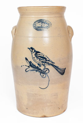 Rare Eight-Gallon HART BRO S. & LAZIER / BELLEVILLE / ONT. Stoneware Bird Churn