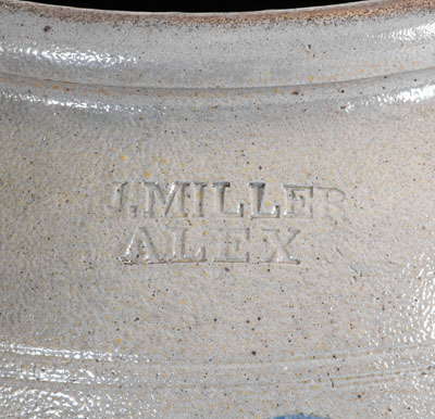 Extremely Rare J. MILLER / ALEX (James Miller, Alexandria, VA) Stoneware Jar, 1820 s