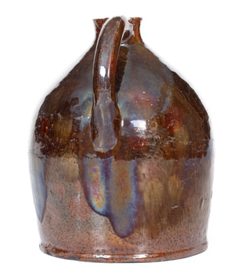 Unusual Glazed New England Redware Syrup Jug