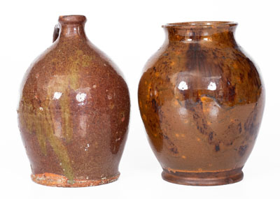 Lot of Two: New England Redware Jug and Jar