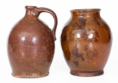 Lot of Two: New England Redware Jug and Jar