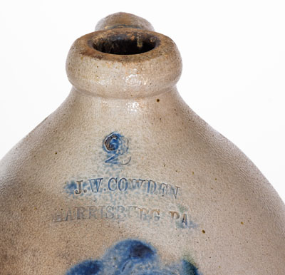 J.W. COWDEN / HARRISBURG, PA Stoneware Jug, circa 1861-65