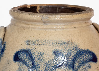 One-Gallon HARRISBURG, PA Stoneware Jar, attrib. John Young Pottery, circa 1856-58