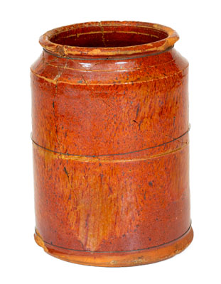 Exceedingly Rare and Important Redware Jar: 