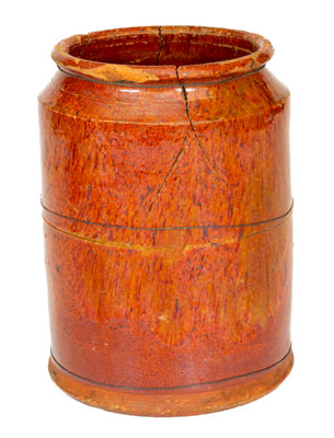 Exceedingly Rare and Important Redware Jar: 