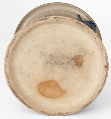 Molded Stoneware Humidor w/ Goat's Head Handles, probably White's Pottery, Utica, NY