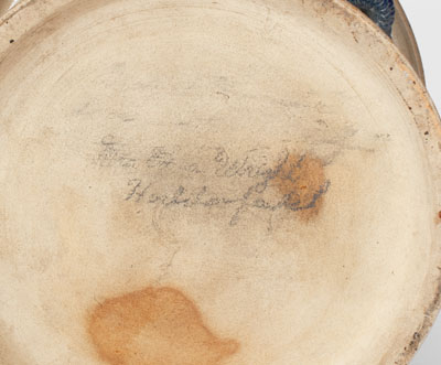 Molded Stoneware Humidor w/ Goat's Head Handles, probably White's Pottery, Utica, NY