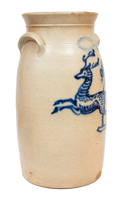 Rare Six-Gallon J. BURGER, JR. / ROCHESTER, N.Y. Stoneware Deer Churn