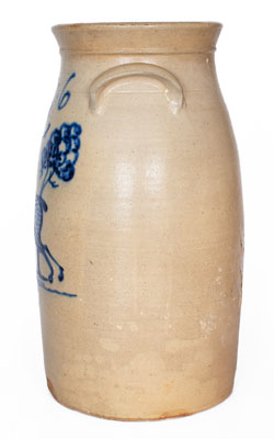 Rare Six-Gallon J. BURGER, JR. / ROCHESTER, N.Y. Stoneware Deer Churn