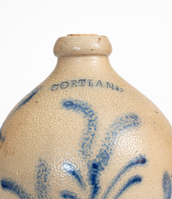 CORTLAND, New York Two-Gallon Stoneware Jug w/ Floral Decoration