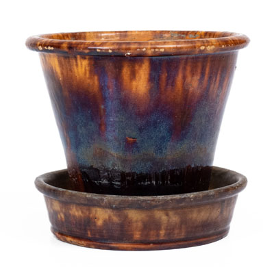 Rare UPTON M. BELL / Waynesboro, Pa. Redware Flowerpot, circa 1895