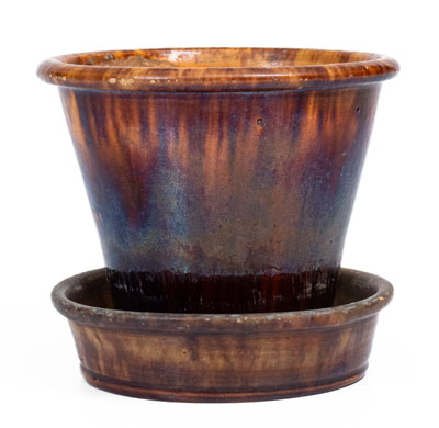 Rare UPTON M. BELL / Waynesboro, Pa. Redware Flowerpot, circa 1895