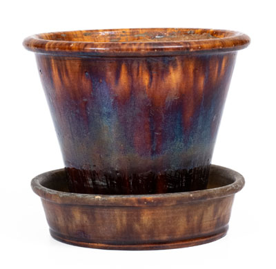 Rare UPTON M. BELL / Waynesboro, Pa. Redware Flowerpot, circa 1895