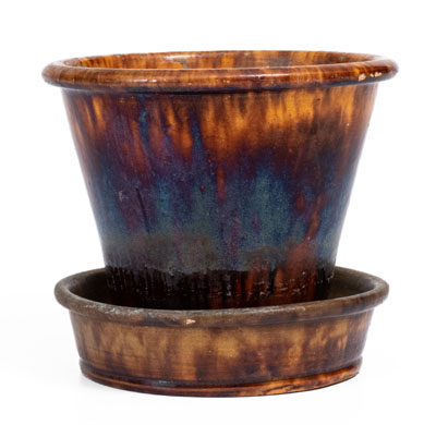 Rare UPTON M. BELL / Waynesboro, Pa. Redware Flowerpot, circa 1895