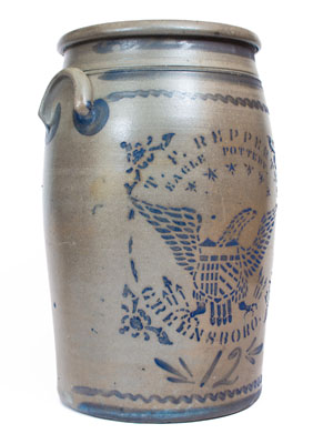 Fine 12-Gallon T.F. REPPERT / EAGLE POTTERY / GREENSBORO, PA Stoneware Jar w/ Eagle Motif