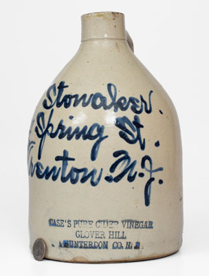 Trenton, NJ Advertising Jug: CASE S PURE CIDER VINEGAR / CLOVER HILL / HUNTERDON CO, N. J.