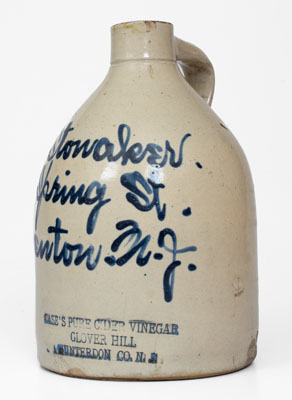 Trenton, NJ Advertising Jug: CASE S PURE CIDER VINEGAR / CLOVER HILL / HUNTERDON CO, N. J.